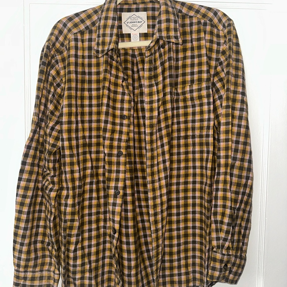 Yellow/pink/black flannel shirt